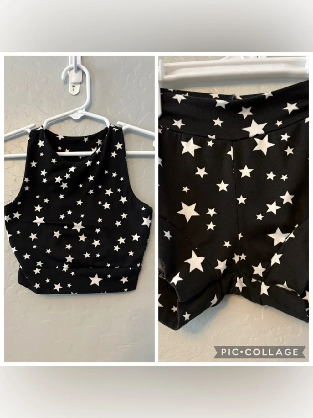 Willa B black and white star print racerback dance gymnastics outfit size 2/3
